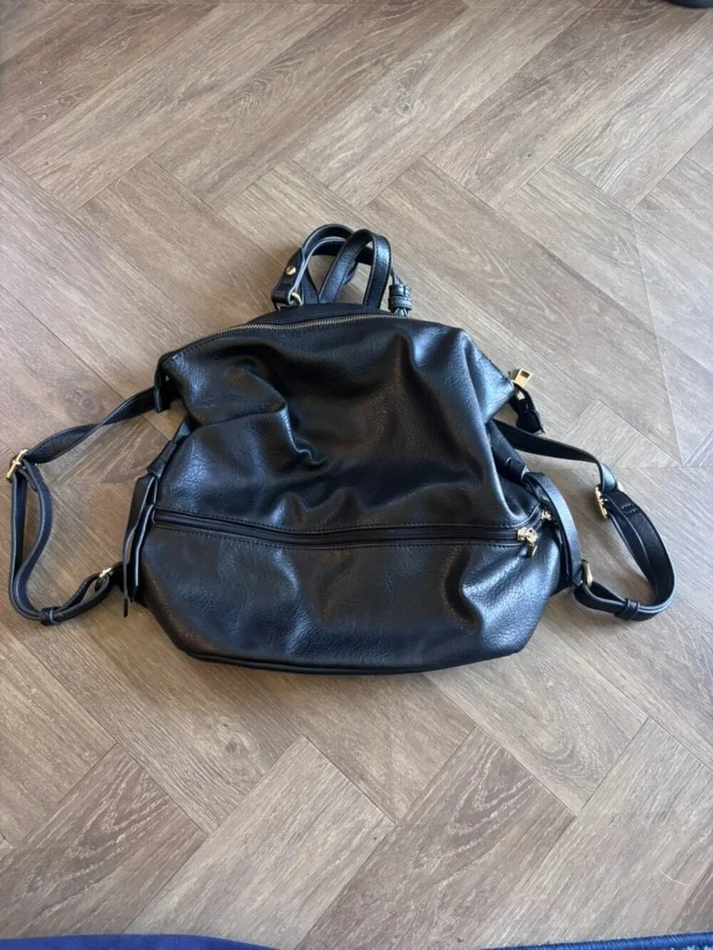 Sole Society Black Vegan Leather Small Backpack.